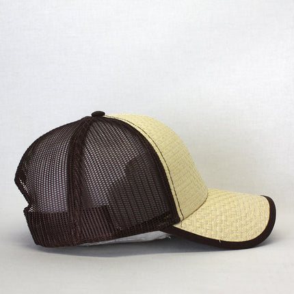 Natural Toyo Straw Mesh Adjustable Trucker Baseball Cap