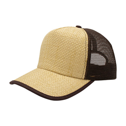 Two Tone Toyo Paper Straw Mesh Adjustable Summer Trucker Baseball Cap
