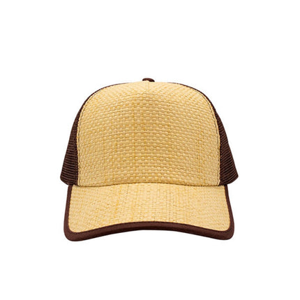 Two Tone Toyo Paper Straw Mesh Adjustable Summer Trucker Baseball Cap