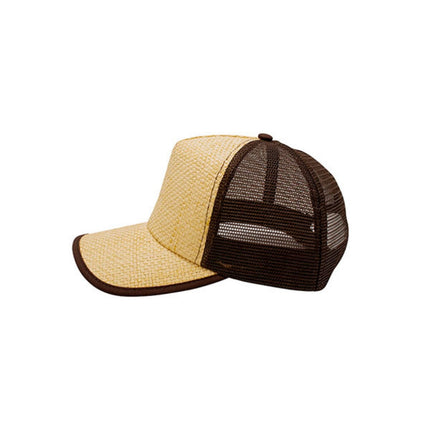 Two Tone Toyo Paper Straw Mesh Adjustable Summer Trucker Baseball Cap