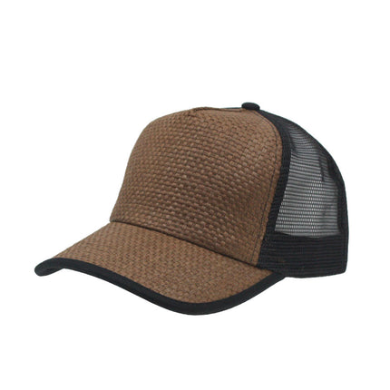 Two Tone Toyo Paper Straw Mesh Adjustable Summer Trucker Baseball Cap