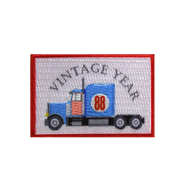 Embroidered Vintage Car Cotton Sew-On Iron On Standard Woven Patch Applique - Blue Semi Truck
