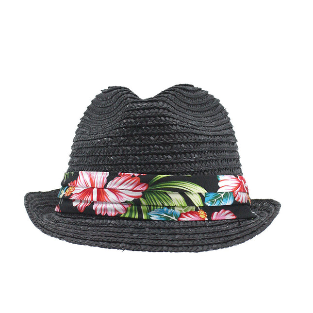 Braid Straw Lightweight Floral Band Fedora Natural