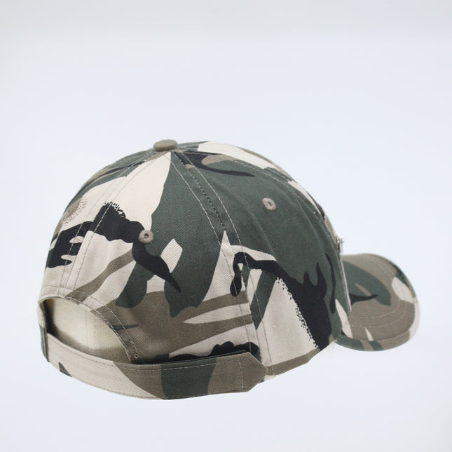 Zipper Pocket Washed Cotton Sandwich Camouflage Adjustable Baseball Cap