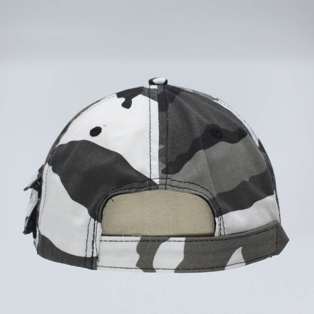 Zipper Pocket Washed Cotton Sandwich Camouflage Adjustable Baseball Cap