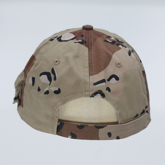 Zipper Pocket Washed Cotton Sandwich Camouflage Adjustable Baseball Cap