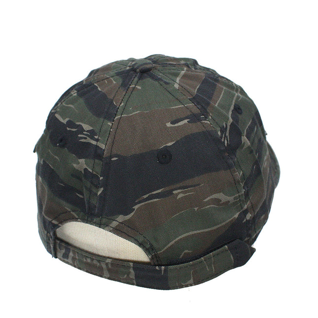 Zipper Pocket Washed Cotton Sandwich Camouflage Adjustable Baseball Cap