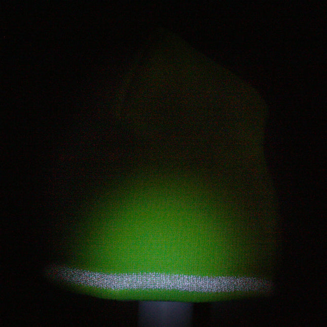 Reflective Strip Basic Solid Neon Acrylic Knit Beanies 8"