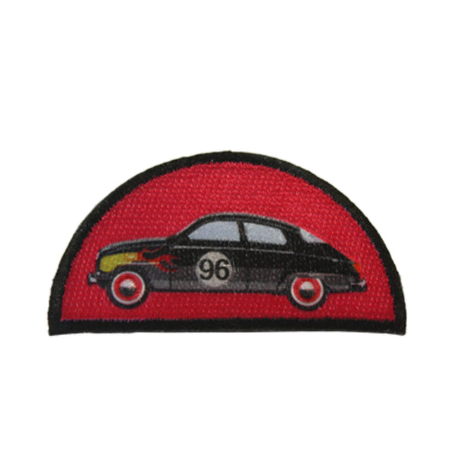 Embroidered Vintage Car Cotton Sew-On Iron On Standard Woven Patch Applique - No 96 Black Car