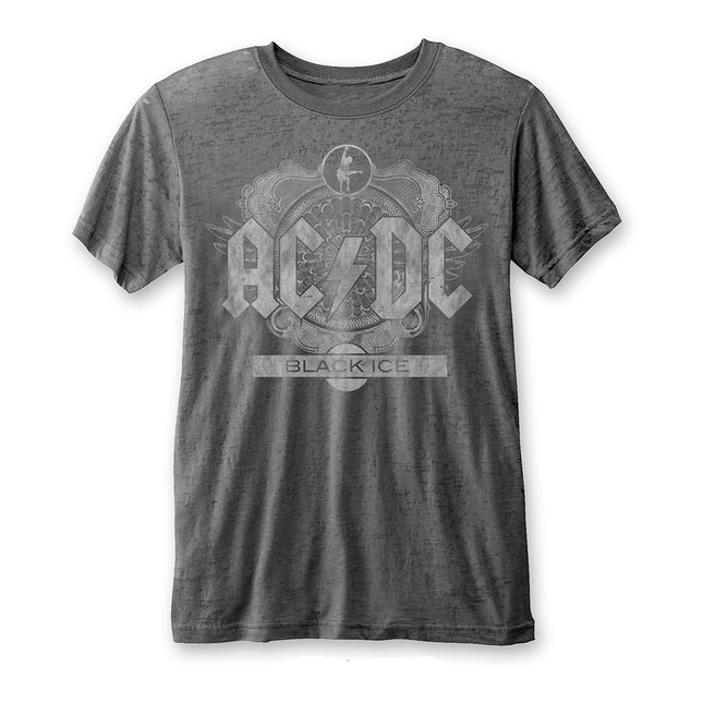AC/DC Unisex Black Ice Burnout Cotton Short Sleeves Tee Shirt Charcoal Gray