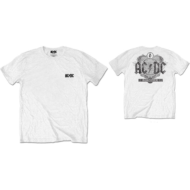 AC/DC Black Ice Unisex Band Rock Alternative Cotton Back Print Short Sleeves Tee Shirt White