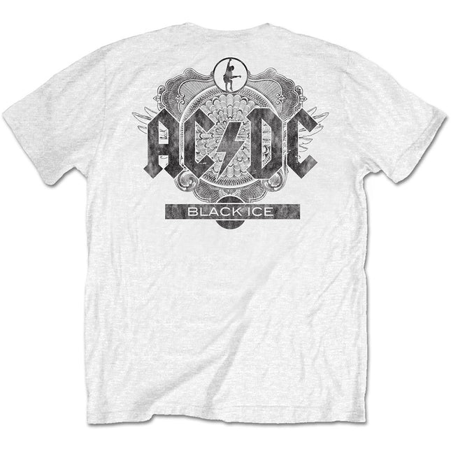 AC/DC Black Ice Unisex Band Rock Alternative Cotton Back Print Short Sleeves Tee Shirt White