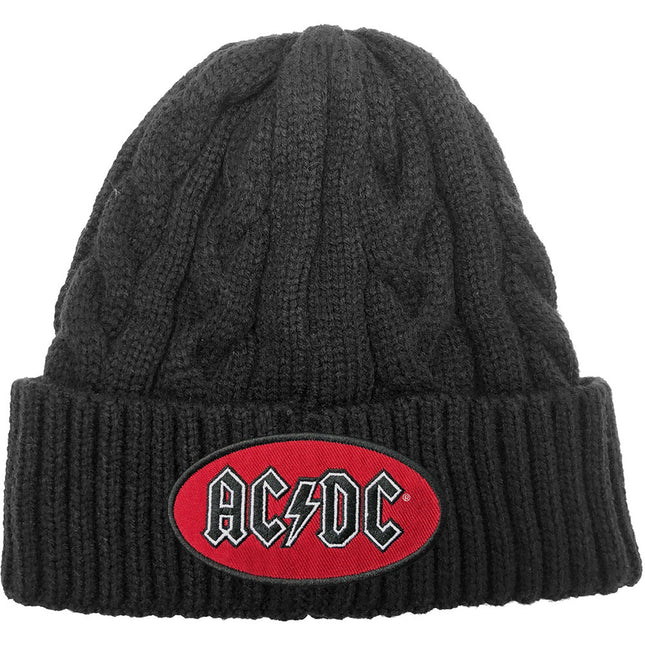 AC/DC Oval Logo Unisex Cable Knit Beanie Hat