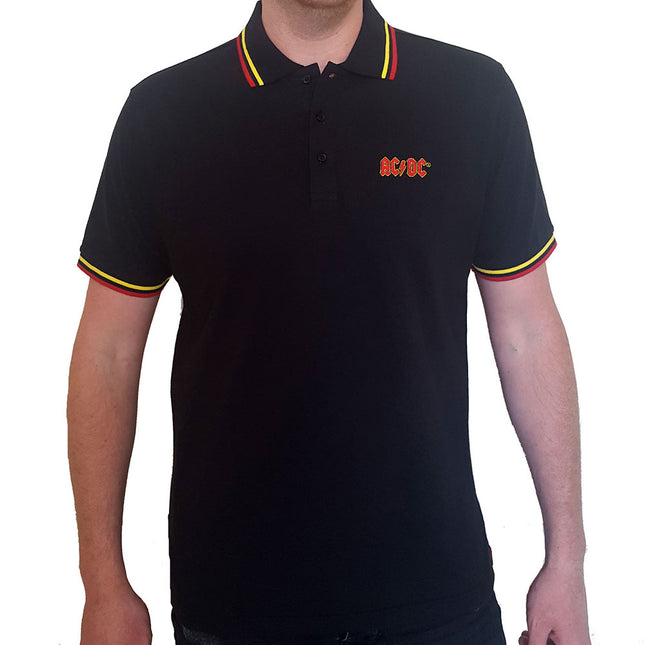 AC/DC Unisex Classic Logo Cotton Short Sleeves Tipped Polo Shirt