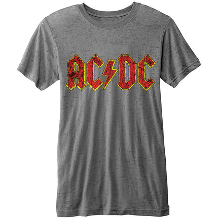 AC/DC Unisex Classic Logo Burnout Cotton Short Sleeves Tee Shirt Grey