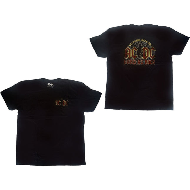AC/DC Hard As Rock Unisex Cotton Back Print Short Sleeves Tee Shirt Black