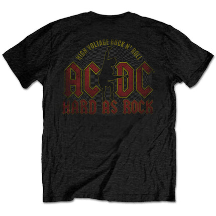 AC/DC Hard As Rock Unisex Cotton Back Print Short Sleeves Tee Shirt Black