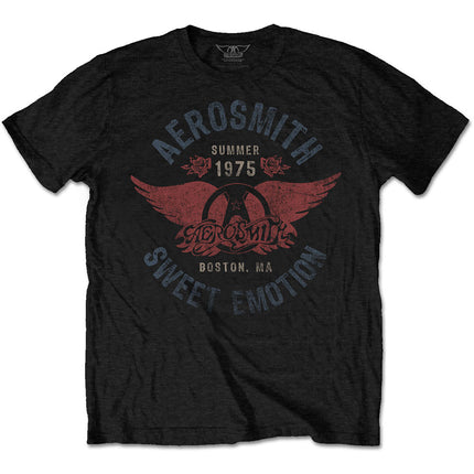 Aerosmith Unisex Sweet Emotion Cotton Short Sleeves Tee Shirt Black