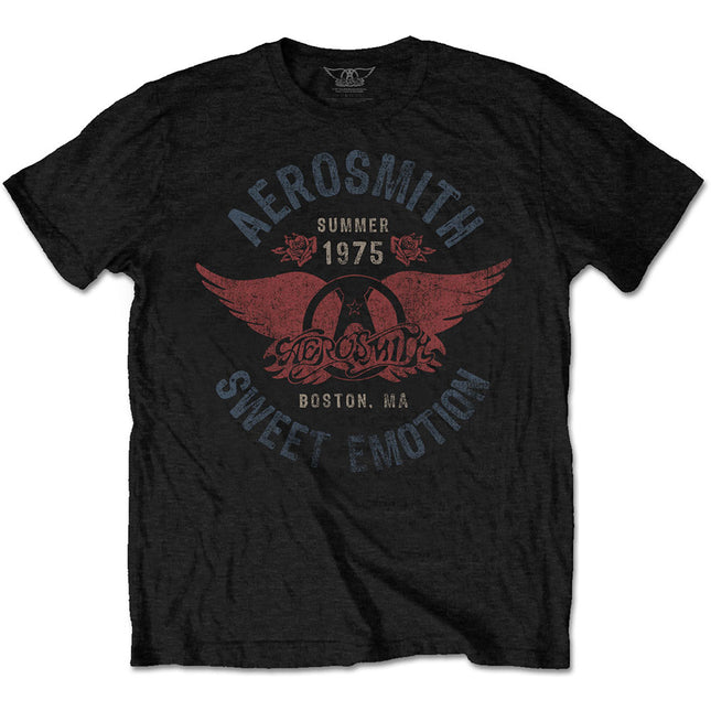 Aerosmith Unisex Sweet Emotion Cotton Short Sleeves Tee Shirt Black