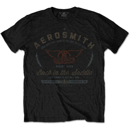 Aerosmith Unisex Back in the Saddle Cotton Short Sleeves Tee Shirt Black