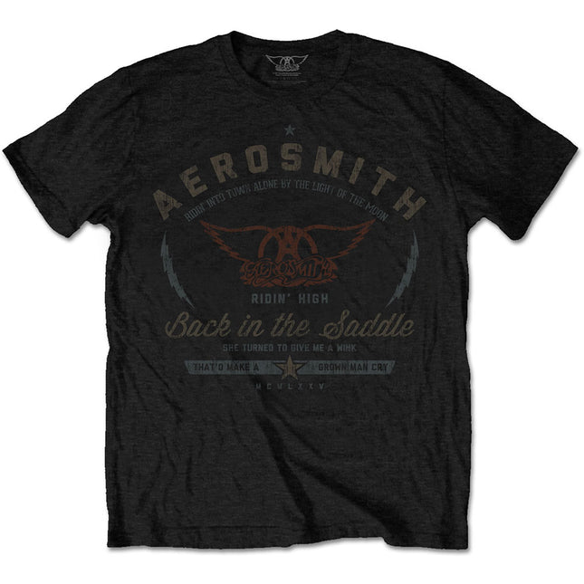 Aerosmith Unisex Back in the Saddle Cotton Short Sleeves Tee Shirt Black