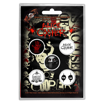 Alice Cooper Rock and Roll Iconic Button Badge Pack