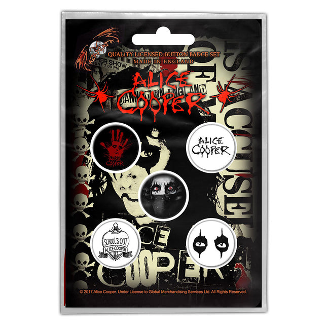 Alice Cooper Rock and Roll Iconic Button Badge Pack