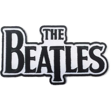 The Beatles Drop T Logo Die Cut black on white Cotton Iron On Standard Woven Patch