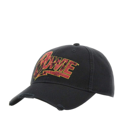 David Bowie Flash Logo Unisex Cotton Distressed Adjustable Baseball Cap Black