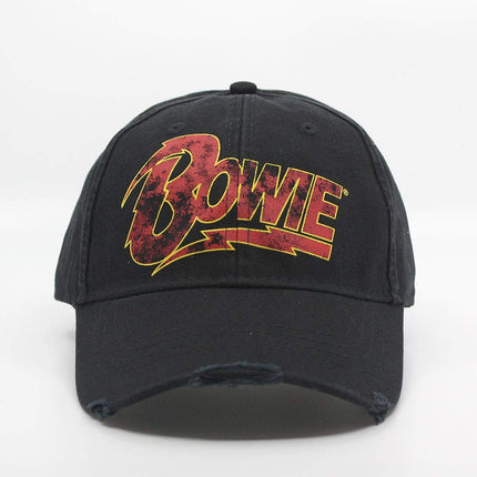 David Bowie Flash Logo Unisex Cotton Distressed Adjustable Baseball Cap Black