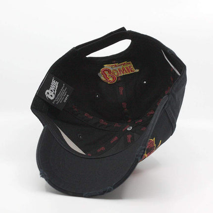 David Bowie Flash Logo Unisex Cotton Distressed Adjustable Baseball Cap Black