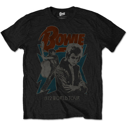 David Bowie 1972 World Tour Unisex Cotton Short Sleeves Tee Shirt Black