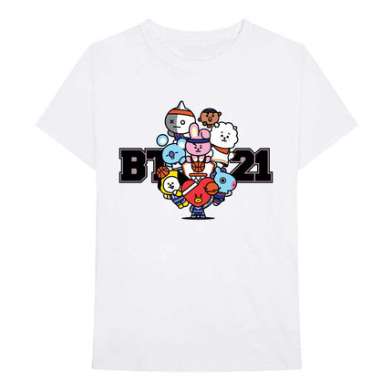 BTS BT21 Bangtan Boys Boy Band K-Pop Unisex Cotton Short Sleeves Tee Shirt Dream Team White