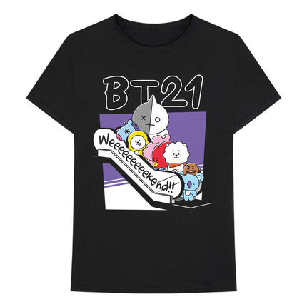 BTS BT21 Bangtan Boys Boy Band K-Pop Unisex Cotton Short Sleeves Tee Shirt Weekend Black