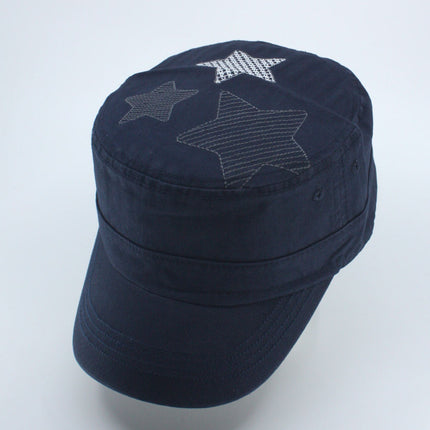 Embroidered Star Cotton Adjustable Military Army Cadet Cap