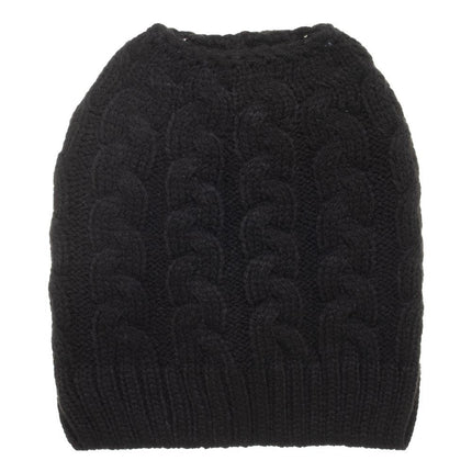 Cable Stitch Pony Tail Beanie