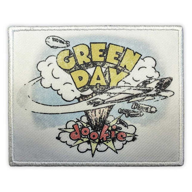 Green Day Standard Iron On Woven Patch Dookie White