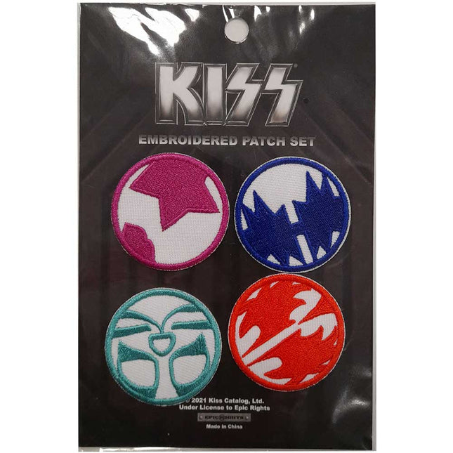 KISS Embroidered Woven Iron On Standard Patch Set of 4 Mini Icons