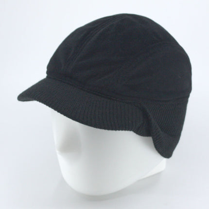Classic Velour 4 Panel Knitted Warmer Flap Billed Newsboy Cap