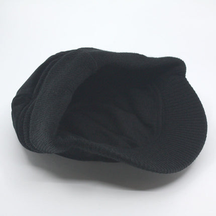 Classic Velour 4 Panel Knitted Warmer Flap Billed Newsboy Cap