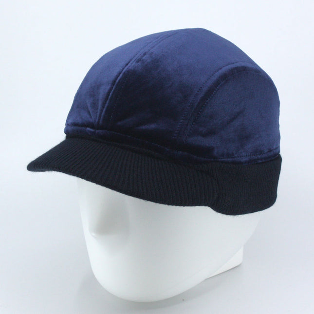 Classic Velour 4 Panel Knitted Warmer Flap Billed Newsboy Cap