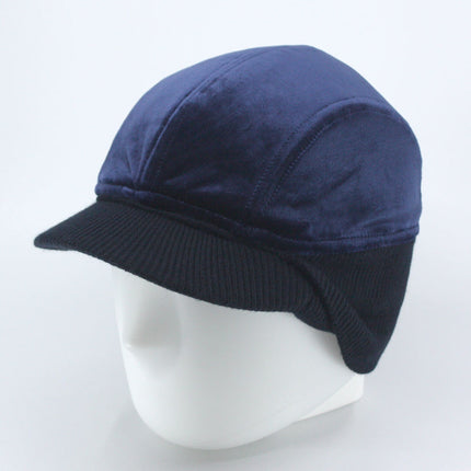 Classic Velour 4 Panel Knitted Warmer Flap Billed Newsboy Cap