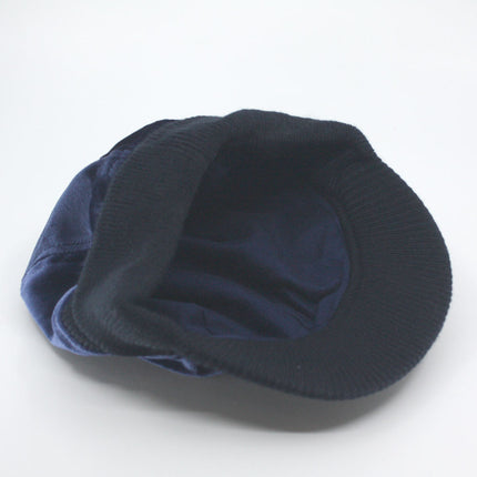 Classic Velour 4 Panel Knitted Warmer Flap Billed Newsboy Cap