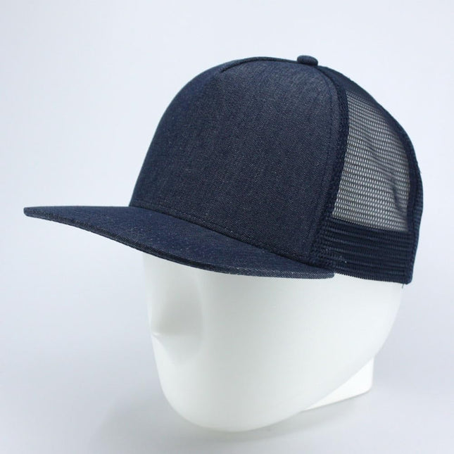 Cotton Twill Flat Bill 5 Panel Adjustable Snapback Trucker Baseball Cap