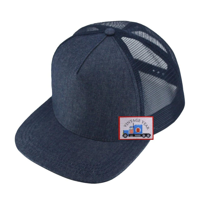 Cotton Twill Flat Bill 5 Panel Adjustable Snapback Trucker Baseball Cap