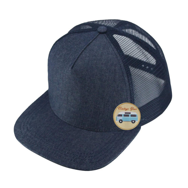 Cotton Twill Flat Bill 5 Panel Adjustable Snapback Trucker Baseball Cap