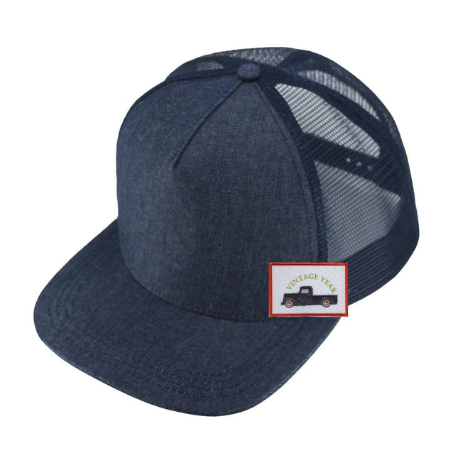 Cotton Twill Flat Bill 5 Panel Adjustable Snapback Trucker Baseball Cap