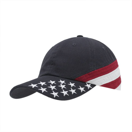Washed United States US Flag Stars Cotton Adjustable Strapback Baseball Cap USA Navy Red White