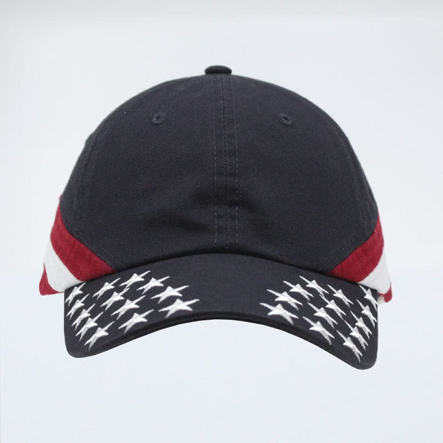 Washed United States US Flag Stars Cotton Adjustable Strapback Baseball Cap USA Navy Red White