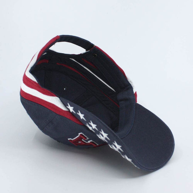 United States Logo Flag Stars Cotton Adjustable Strapback Baseball Cap Navy Red White